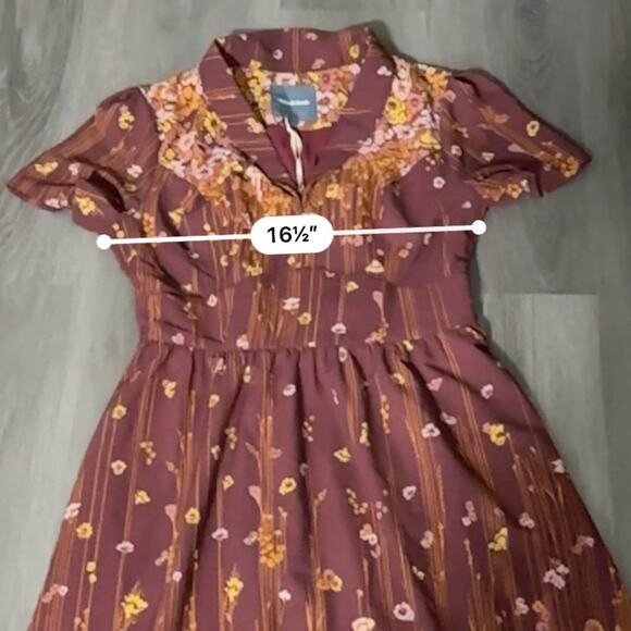 ModCloth Lively Identity Burgundy Floral Short Sleeve Mini Dress Size L NEW - Picture 10 of 13
